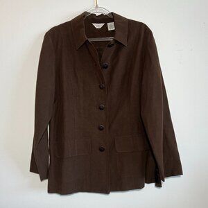 Laura Ashley Silk & Linen Blend Brown Jacket.  Size MP